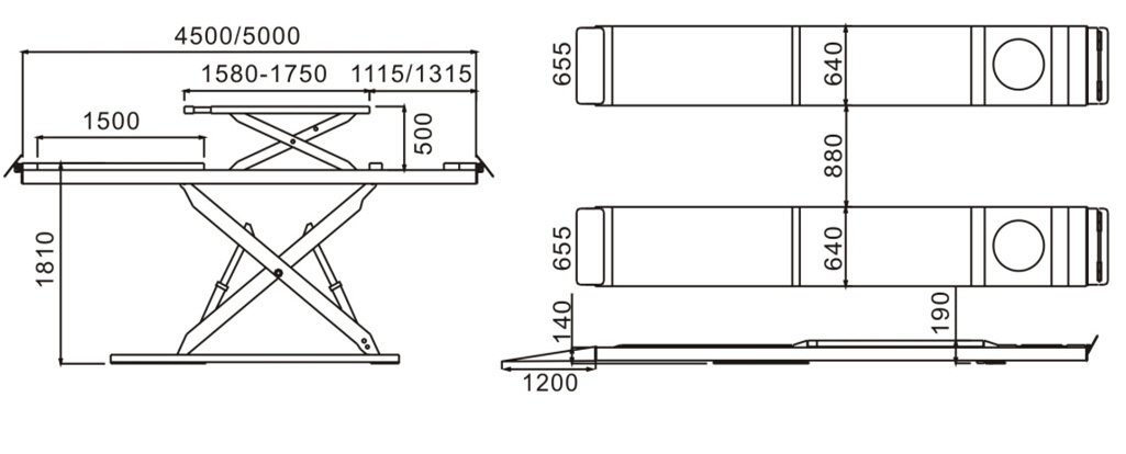 SHL-Y-J-45CCBL/50CCBL Ultrathin Double Level Scissor Lift for Four Wheel Alignment